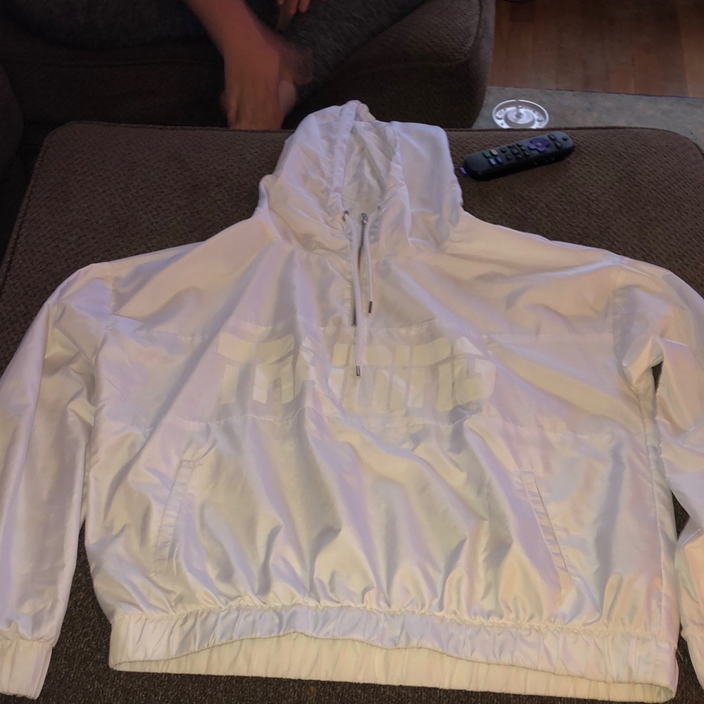 White windbreaker quarter zip